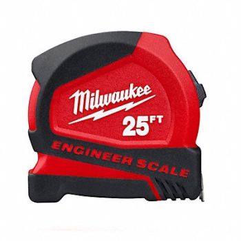 MILWAUKEE Compact Tape Measure 25 ft L Blade, 793NG6