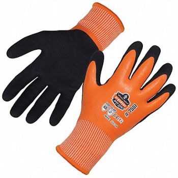 PROFLEX BY ERGODYNE Thermal Coated Glove A5 2XL Orange PR, 793NY0