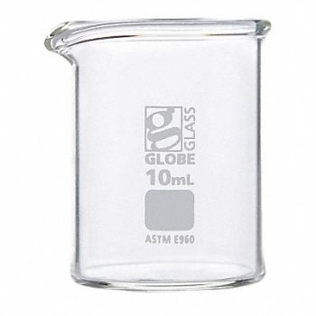 GLOBE SCIENTIFIC Beaker 0.34 oz 10 mL Low Form PK12, 793VX9