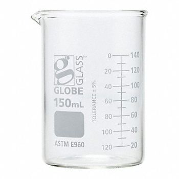 GLOBE SCIENTIFIC Beaker 5.07 oz 150 mL Low Form PK12, 793VY4