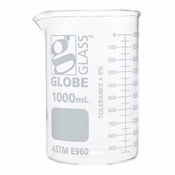 GLOBE SCIENTIFIC Beaker 33.78 oz 1 000 mL Low Form PK6, 793VY9