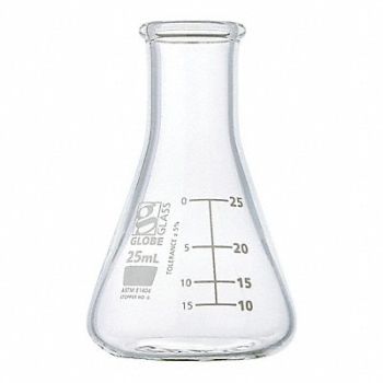 GLOBE SCIENTIFIC Erlenmeyer Flask 0.85 oz 25 mL PK12, 793VZ2
