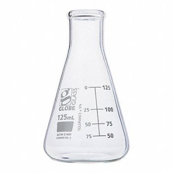 GLOBE SCIENTIFIC Erlenmeyer Flask 4.23 oz 125 mL PK12, 793VZ4