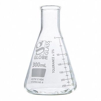GLOBE SCIENTIFIC Erlenmeyer Flask 10.14 oz 300 mL PK12, 793VZ6