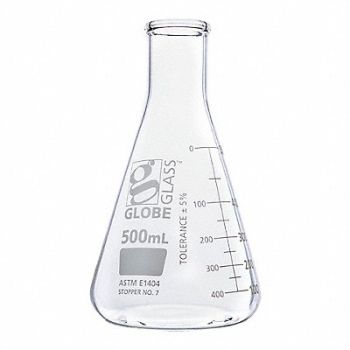 GLOBE SCIENTIFIC Erlenmeyer Flask 16.91 oz 500 mL PK6, 793VZ7