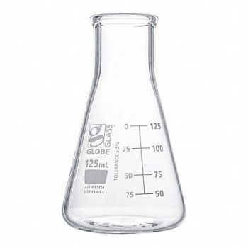 GLOBE SCIENTIFIC Erlenmeyer Flask 4.23 oz 125 mL PK12, 793W01