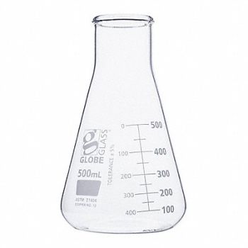 GLOBE SCIENTIFIC Erlenmeyer Flask 16.91 oz 500 mL PK6, 793W03