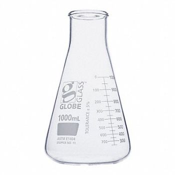 GLOBE SCIENTIFIC Erlenmeyer Flask 33.81 oz 1 000 mL PK6, 793W04