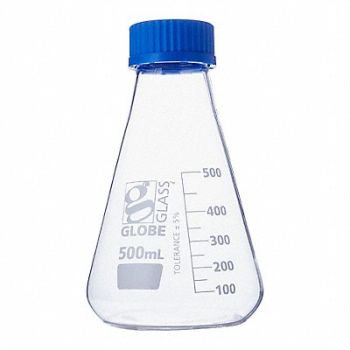 GLOBE SCIENTIFIC Erlenmeyer Flask 16.91 oz 500 mL PK6, 793W06