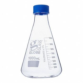 GLOBE SCIENTIFIC Erlenmeyer Flask 33.81 oz 1 000 mL PK4, 793W07