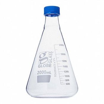 GLOBE SCIENTIFIC Erlenmeyer Flask 67.63 oz 2 000 mL, 793W08