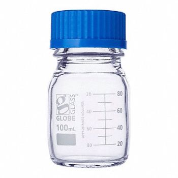 GLOBE SCIENTIFIC Media Bottle 3.38 oz 100 mL PK10, 793W10