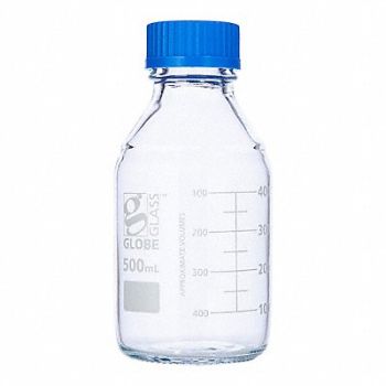 GLOBE SCIENTIFIC Media Bottle 16.91 oz 500 mL PK10, 793W12