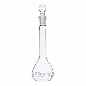 GLOBE SCIENTIFIC Volumetric Flask 0.85 oz 25 mL PK6, 793W21