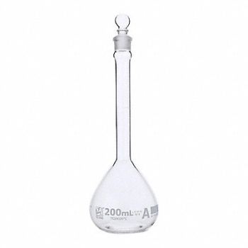 GLOBE SCIENTIFIC Volumetric Flask 6.76 oz 200 mL PK6, 793W24