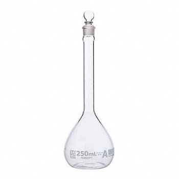GLOBE SCIENTIFIC Volumetric Flask 8.45 oz 250 mL PK6, 793W25