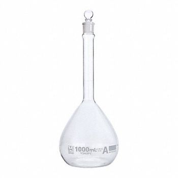 GLOBE SCIENTIFIC Volumetric Flask 33.81 oz 1 000 mL, 793W27