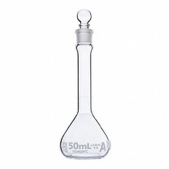 GLOBE SCIENTIFIC Volumetric Flask 1.69 oz 50 mL PK6, 793W33