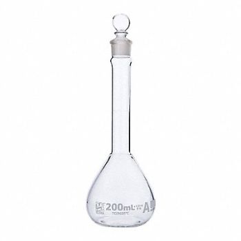 GLOBE SCIENTIFIC Volumetric Flask 6.76 oz 200 mL PK6, 793W35