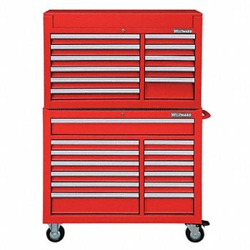 WESTWARD Red Heavy Duty Tool Chest/Cabinet Combo, 7CX92