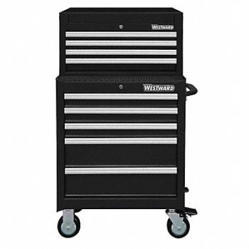 WESTWARD Blk Light Duty Tool Chest/Cabinet Combo, 7CX98