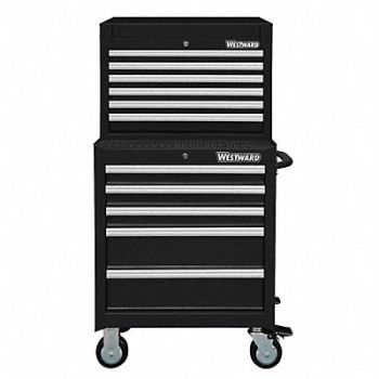 WESTWARD Blk Light Duty Tool Chest/Cabinet Combo, 7CY04