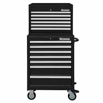 WESTWARD Blk Light Duty Tool Chest/Cabinet Combo, 7CY05