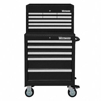WESTWARD Blk Light Duty Tool Chest/Cabinet Combo, 7CY07