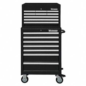 WESTWARD Blk Light Duty Tool Chest/Cabinet Combo, 7CY08