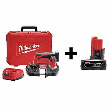 MILWAUKEE Cordless Band Saw Kit 12V W/Add Bat, 7DF52
