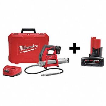 MILWAUKEE Cordless Grease Gun 12V W/Add Battery, 7DF53