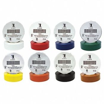 GRAINGER APPROVED Elec Tape 66 ft Lx3/4 W 7 mil Assorted, 7DX30