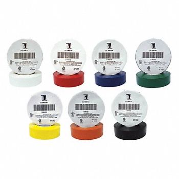 GRAINGER APPROVED Elec Tape 66 ft Lx3/4 W 7 mil Assorted, 7DX31