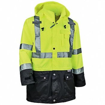 GLOWEAR BY ERGODYNE Rain Jacket Hi-Vis Blk Front Medium, 801NF5