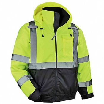 GLOWEAR BY ERGODYNE Bomber Jacket Quilted Lime XL, 801NF7