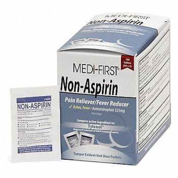 MEDI-FIRST Non-Aspirin Pain Relief Tablet PK100, 3NNV7