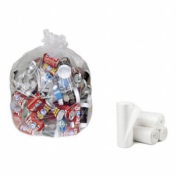 TOUGH GUY Recycled Plastic Trash Bags Clear PK100, 803ZV0