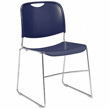 NATIONAL PUBLIC SEATING Stacking Chair Poly Navy Blue PK4, 8CXR9