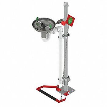 HUGHES SAFETY Eye/Face Wash Station Pedestal Silver, 34RT74