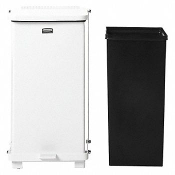 RUBBERMAID COMMERCIAL PRODUCTS STEP CAN DEFENDERS SQ 95L/25G WHITE, 8A248