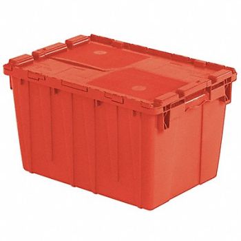 ORBIS E3369 Attached Lid Container Red Solid HDPE, 8A443