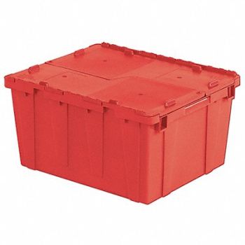 ORBIS E3391 Attached Lid Container Red Solid HDPE, 8A445