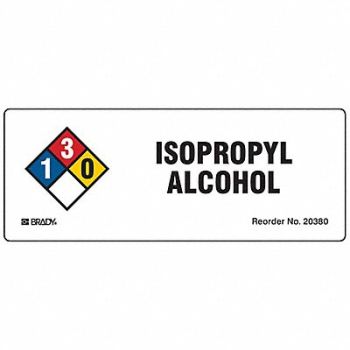 BRADY Label NFR Isopropyl Alcohol PK50, 8A840