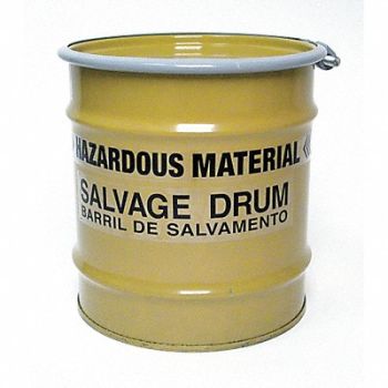 GRAINGER APPROVED Salvage Drum Black and Yellow 20ga 0.9mm, 8A982