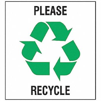 BRADY Recycle Label 5 in x 5 in Vinyl PK5, 9PMF2