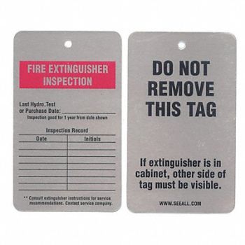 SEE ALL INDUSTRIES Inspect Tag Embossable Alum 5 H 3 W PK25, 8ADM3