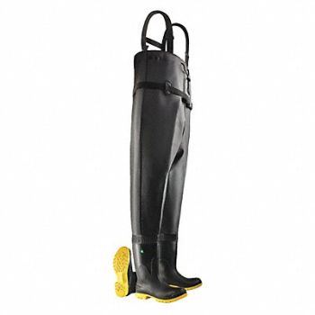 DUNLOP E8462 Chest Wader Men s 9 Steel Black PR, 8AEN5