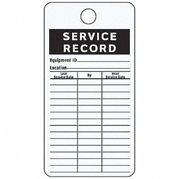 SEE ALL INDUSTRIES Svce Rcd Label 4-1/4 x 3 In Bk/Wht PK25, 8AJ73