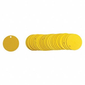 BRADY Blank Tag Aluminum 1 1/2in W Yellow PK25, 9K167