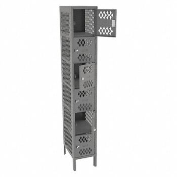 TENNSCO Box Lockr Ventilated 1 Wide 6 Tier Gray, 8ART5